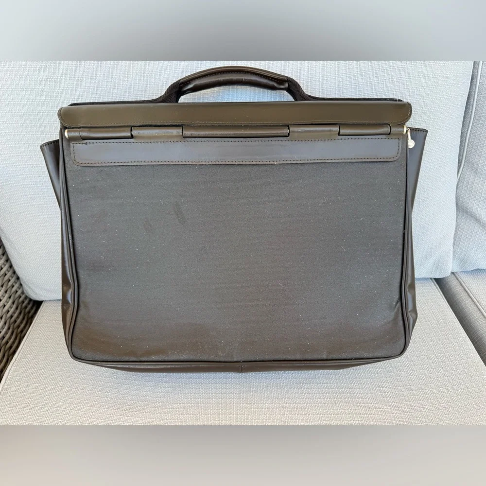 Mandarina Duck Black Leather Briefcase with Top Handle